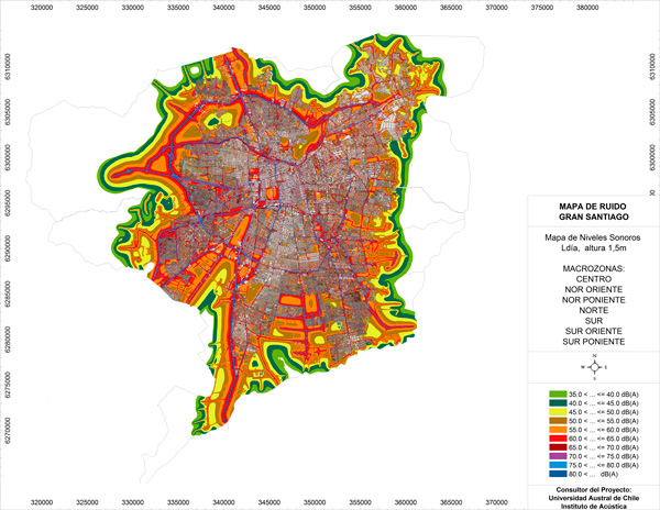 Chile: Lanzan mapa de los niveles de ruido en Santiago